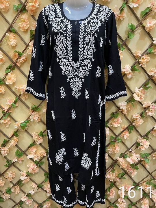 Rayon_kurti_plazo_set_with_chikankari_work