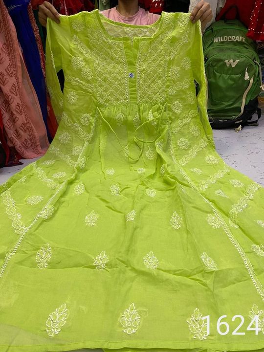 Cotton_A_line_kurti_with_Chikankari_work