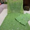 Georgette_chikankari_kurti_pant_set_with_mirror_work