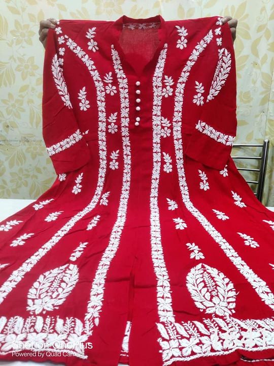 Rayon_A_line_chikankari_kurti_frock_ghaspatti_embroidery