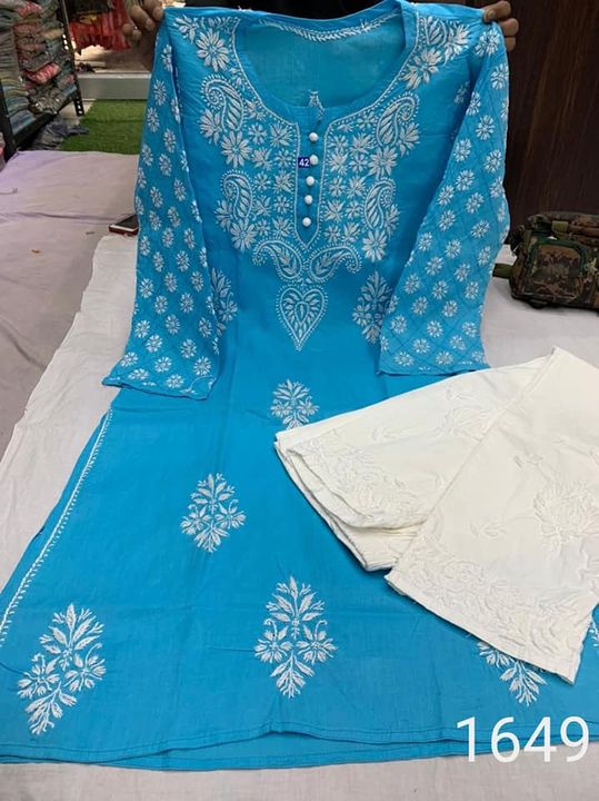 Cotton_pintex_sleeves_chikankari_kurti