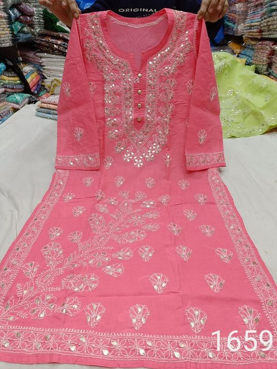 Voil_Cotton_chikankari_kurti_with_gota_work