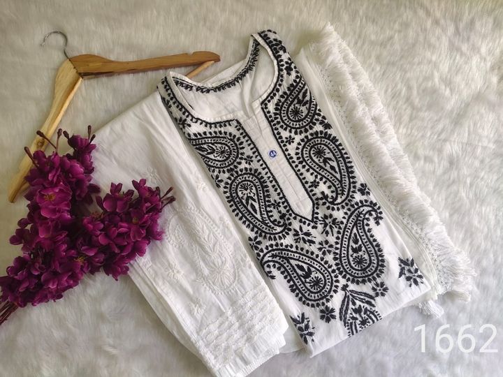 Pure_cotton_chikankari_kurti_set