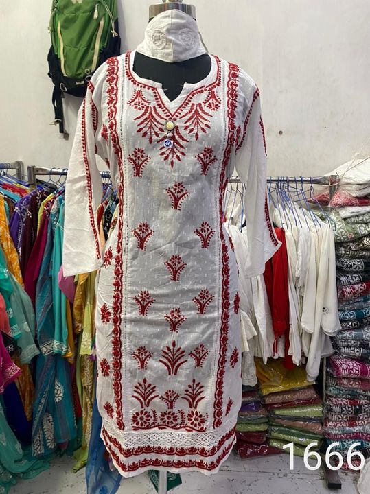 Dobby_cotton_lace_panel_chikankari_kurti