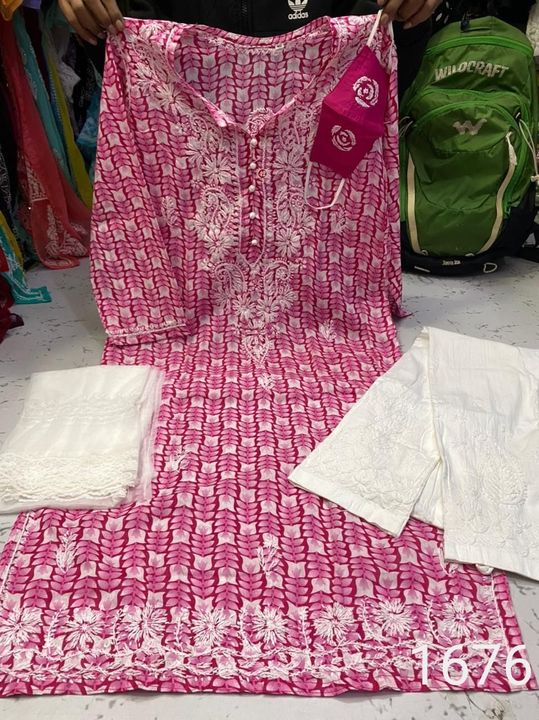 Mul_Mul_cotton_printed_chikankari__kurti