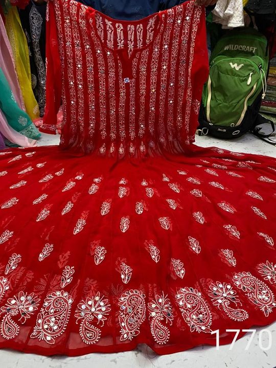 Georgette_chikankari__anarkali_with_mirror_work