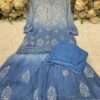 Georgette_short_chikankari_kurti_gharara_with_duptta_dye_set_with_mirror_work