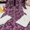 Lucknowi_georgette_chikankari_mirror_phool_bel_kurti_with_mirror_georgette_pant_and_mirror_chiffon_dupatta
