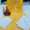 Lucknowi_georgette_chikankari_mirror_phool_bel_kurti_with_mirror_georgette_pant_and_mirror_chiffon_dupatta