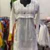 Dobby_cotton_lace_chikankari_short_gown