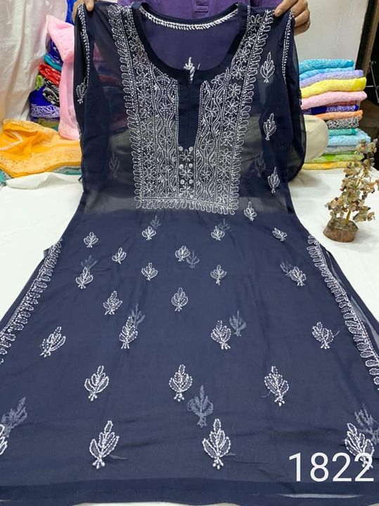 Georgette_gala_buti_chikankari_kurti