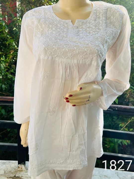 White_chikankari_short_kurti