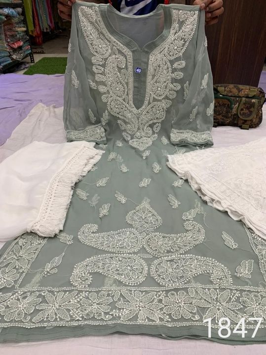 Buy Ada Grey Embroidered Kurta with Slip Inside (XS) (A411131) online