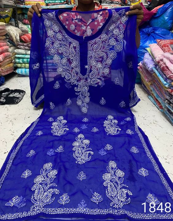 Georgette_gala_buti_chikankari_kurti