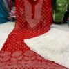 Georgette_daman_rose_keel_jaal_chikankari_kurti