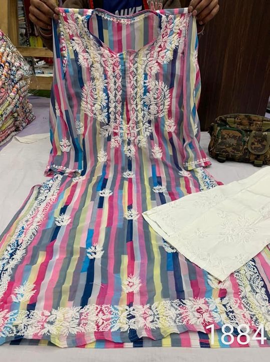 Georgette_printed_chikankari_kurti