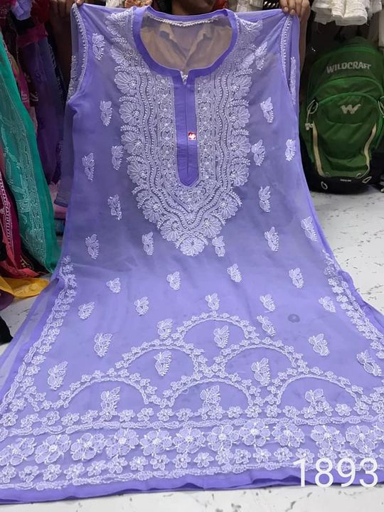 Georgette_daman_gala_buti_chikankari_kurti