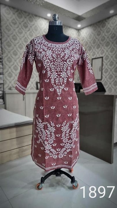 COTTON_linen_chikankari_kurti