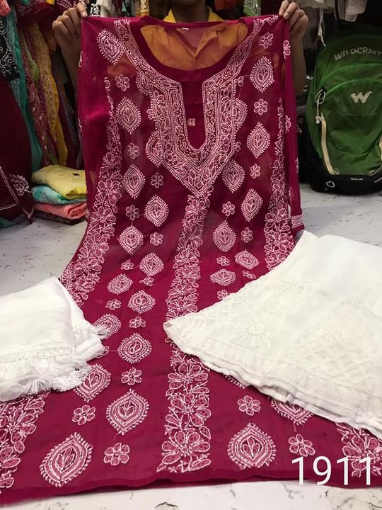 Georgette_buta_chikankari_kurti