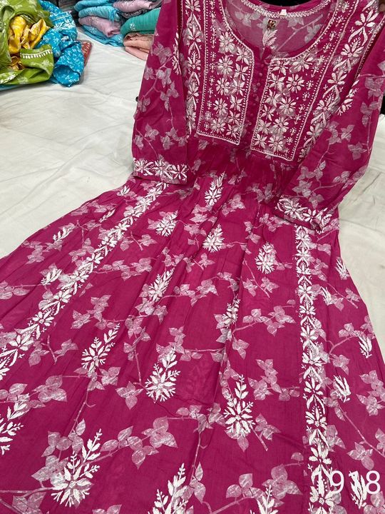 Exclusive_Lucknowi_chikankari_Mul_Mul_Cotton_printed_gown_/+