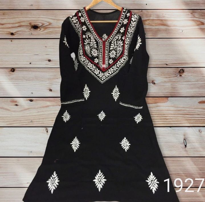 Pure_cotton_piping_gala_chikankari_kurti