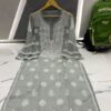 Georgette_bell_sleeves_gala_buti_chikankari_kurti