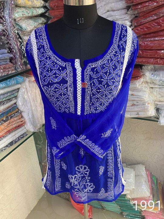 Georgette_short_chikankari_top