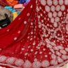 Georgette_fabric_flower_embroidery_chikankari__saree_with_blouse