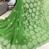 Georgette_fabric_flower_embroidery_chikankari__saree_with_blouse
