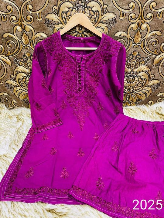 Pure_cotton_dyeble_chikankari_kurti_gharara_set