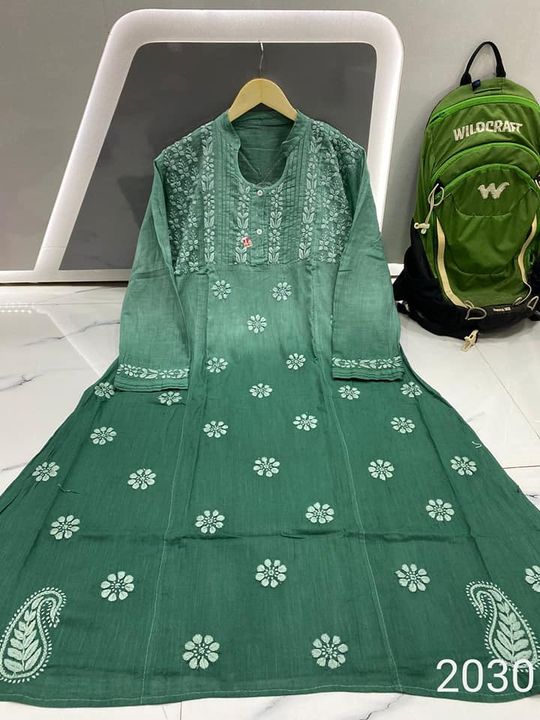 Slub_cotton_dual_shade_chikankari_gown