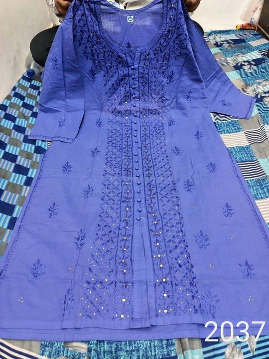 Pure_cotton_dyeble_front_open_chikankari_kurti_with_mukaishwork