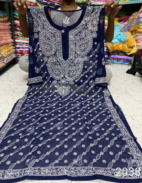 Georgette_chadi_keel_jaal_chikankari_kurti