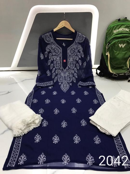 Georgette_gala_buti_chikankari_kurti