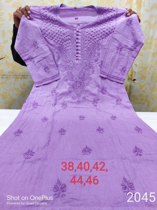 Pure_cotton_dual_shade_keel_work_chikankari_kurti