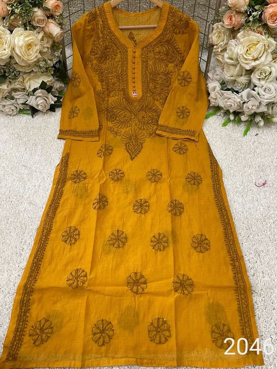 Premium_chanderi_Cotton_handwork_chikankari_kurti