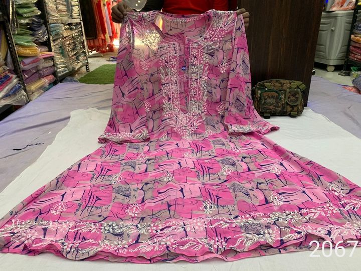 Georgette_printed_a-line_chikankari_kurti