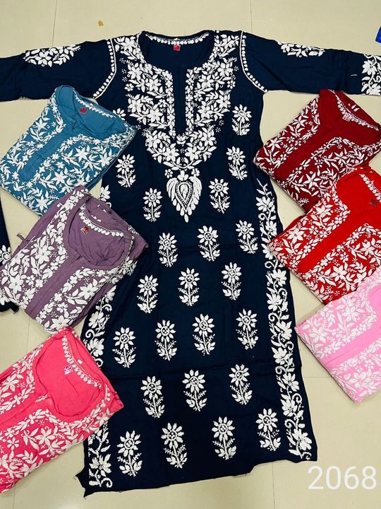 chikankari_rayon_Cotton_kurti_with_plazo_set