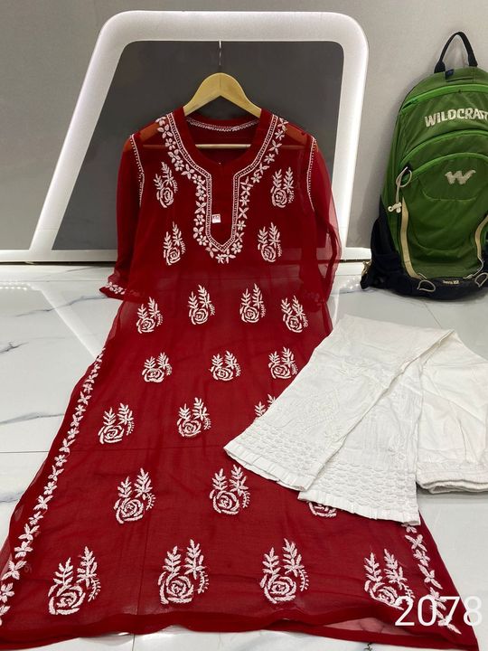 Georgette_chikankari_kurti