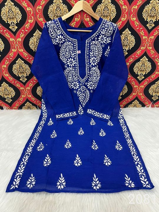 Exclusive_Lucknowi_chikankari_chanderi_Cotton_kurti