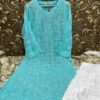 Exclusive_Lucknowi_chikankari_boat_neck_Resham_thread_front_jaal_kurti