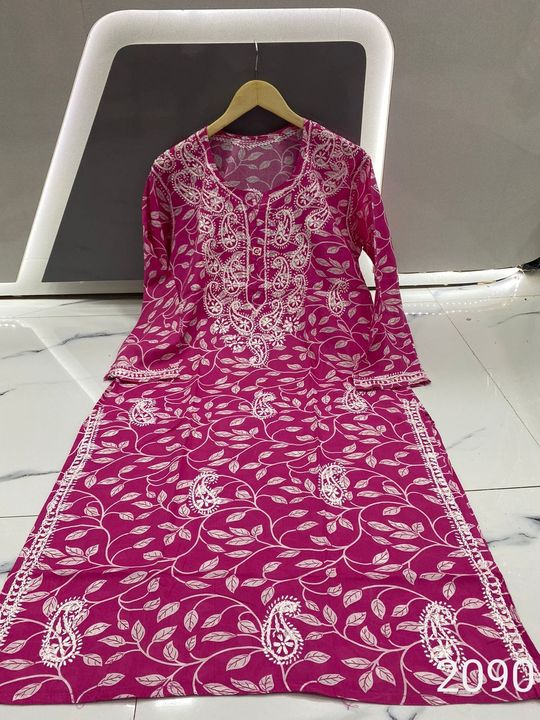 Mul_mul_Cotton_printed_chikankari_kurti