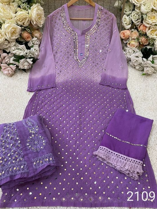 Georgette_front_jaal_chikankari_kurti_sharara_duptta_dye_set_with_mirror_work