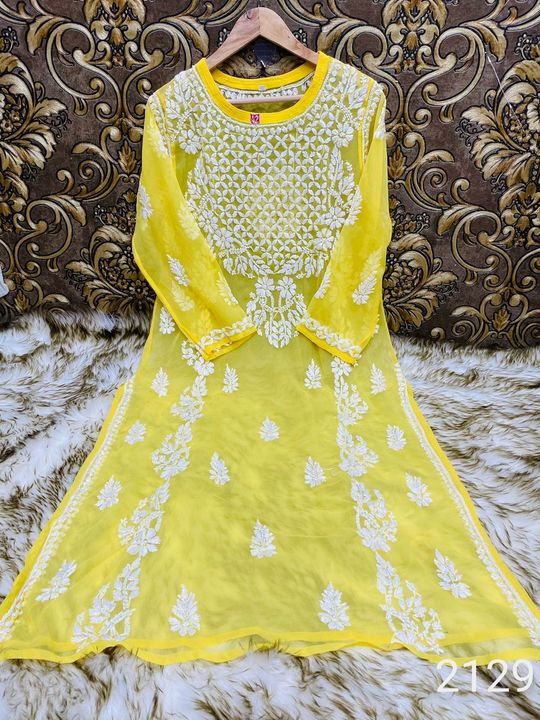 Georgette_heavy_gala_panel_chikankari_kurti