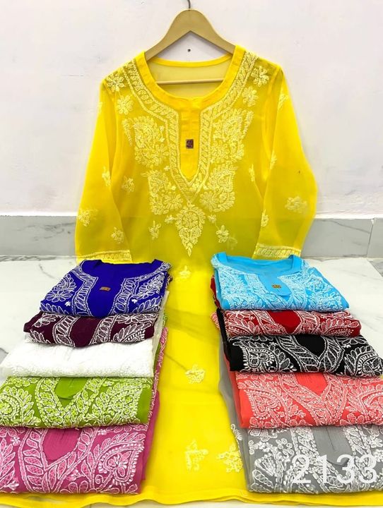 Georgette_gala_buti_chikankari_kurti