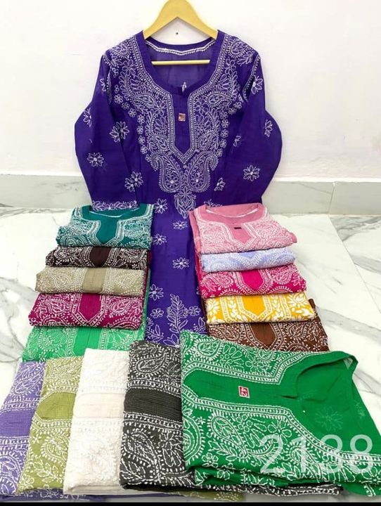 Chanderi_cotton_chikankari_kurti