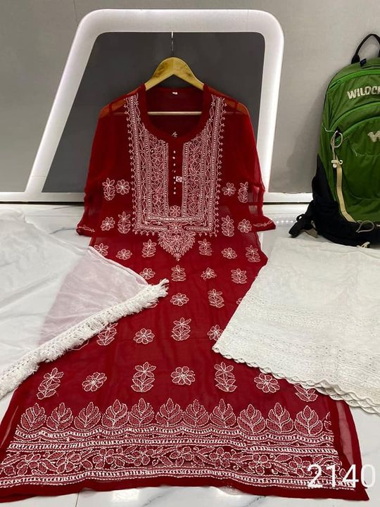 Georgette_fine_yok_gala_buti_chikankari_kurti