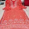 Georgette_bell_sleeves_chikankari_kurti_with_mirror_work