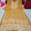 Georgette_bell_sleeves_chikankari_kurti_with_mirror_work