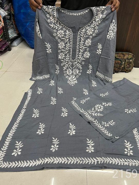 modal_cotton_chikankari_kurti_with_plazo_set